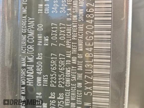 ✅ 2014 Hyundai Santa Fe • VIN: 5XYZU3LB4EG204862 • Лот: 90460955. Опубликован ранее на Copart с пробегом 209 853 миль. Бесплатный доступ к архиву аукционных продаж из США и подробный отчёт об истории автомобиля на DreamBid. Изображение 14.