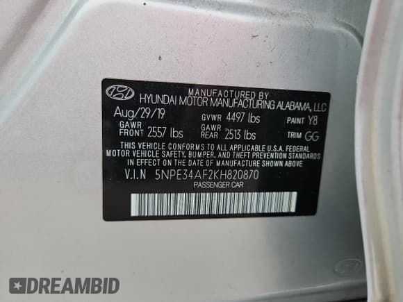 ✅ 2019 Hyundai Sonata SEL • VIN: 5NPE34AF2KH820870 • Lot: 90813495. Listed on Copart with 16,796 mi. Free auction sales archive from the USA and detailed vehicle history report at DreamBid. Image 12.