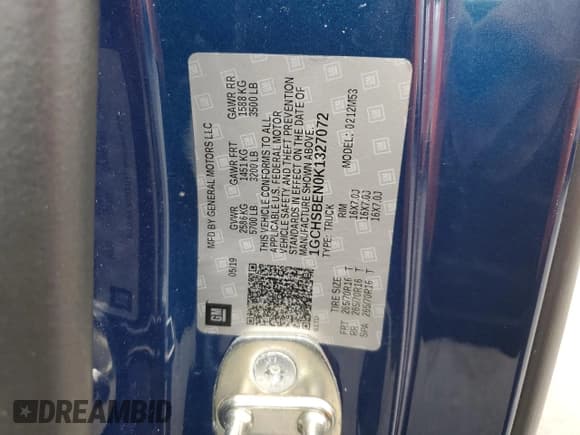 ✅ 2019 Chevrolet Colorado 2WD Work Truck • VIN: 1GCHSBEN0K1327072 • Лот: 70606244. Опубликован ранее на Copart с пробегом Не указан. Бесплатный доступ к архиву аукционных продаж из США и подробный отчёт об истории автомобиля на DreamBid. Изображение 13.