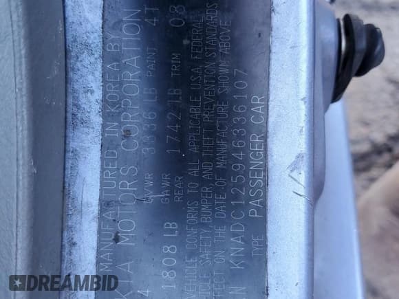 ✅ 2004 Kia Rio • VIN: KNADC125946336107 • Лот: 79957854. Опубликован ранее на Copart с пробегом 201 254 миль. Бесплатный доступ к архиву аукционных продаж из США и подробный отчёт об истории автомобиля на DreamBid. Изображение 12.