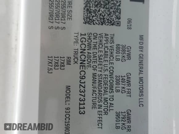 ✅ 2018 Chevrolet Silverado 1500 Work Truck • VIN: 1GCNCNEC9JZ373113 • Лот: 85344095. Опубликован ранее на Copart с пробегом 97 661 миль. Бесплатный доступ к архиву аукционных продаж из США и подробный отчёт об истории автомобиля на DreamBid. Изображение 12.