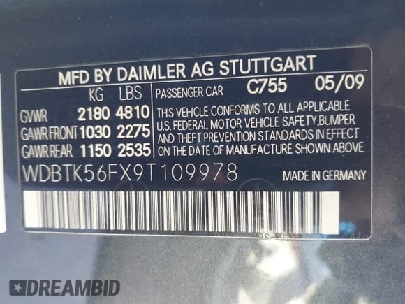 ✅ 2009 Mercedes-Benz CLK 350 • VIN: WDBTK56FX9T109978 • Lot: 41406826. Listed on IAAI with 59,043 mi. Free auction sales archive from the USA and detailed vehicle history report at DreamBid. Image 9.