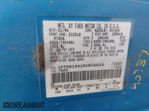 ✅ 1994 Ford Ranger Splash • VIN: 1FTCR10A1RUB48830 • Лот: 43172550. Опубликован ранее на IAAI с пробегом 568 996 миль. Бесплатный доступ к архиву аукционных продаж из США и подробный отчёт об истории автомобиля на DreamBid. Изображение 9.