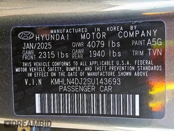 2025 Hyundai Elantra Limited with VIN KMHLN4DJ2SU143693, listed as a Copart auction lot 81075115 with 2,636 mi miles and Clean title. Bid and sale history available at DreamBid. Image 13.