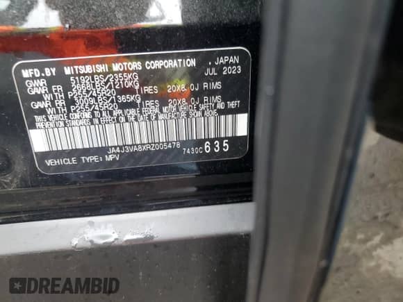 2024 Mitsubishi Outlander SE z VIN JA4J3VA8XRZ005478, wystawiony jako Copart lot #65092965 z przebiegiem 6 624 mil mil oraz Szkoda całkowita • Salvage title. Historia ofert i sprzedaży dostępna na DreamBid. Obrazek 13.