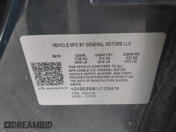 ✅ 2018 Chevrolet Cruze LT • VIN: 1G1BE5SM1J7226878 • Лот: 42276859. Опубликован ранее на IAAI с пробегом 100 112 миль. Бесплатный доступ к архиву аукционных продаж из США и подробный отчёт об истории автомобиля на DreamBid. Изображение 9.