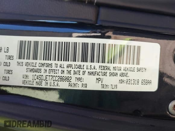 ✅ 2012 Dodge Durango Citadel • VIN: 1C4SDJET7CC286082 • Lot: 42196420. Listed on IAAI with 186,459 mi. Free auction sales archive from the USA and detailed vehicle history report at DreamBid. Image 9.