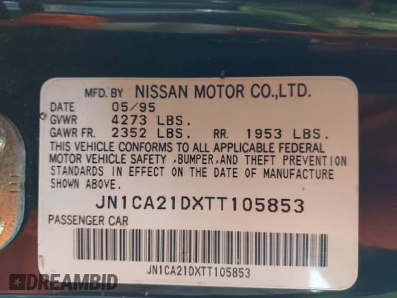 ✅ 1996 Nissan Maxima GXE • VIN: JN1CA21DXTT105853 • Лот: 43261472. Опубликован ранее на IAAI с пробегом 244 001 миль. Бесплатный доступ к архиву аукционных продаж из США и подробный отчёт об истории автомобиля на DreamBid. Изображение 9.