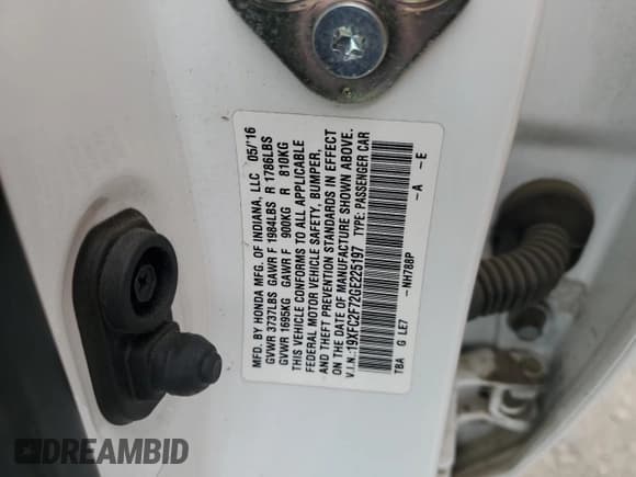 ✅ 2016 Honda Civic EX • VIN: 19XFC2F72GE225197 • Lot: 84453855. Wystawiony na Copart z przebiegiem 140 542 mil. Bezpłatny archiwum sprzedaży aukcyjnych z USA i szczegółowy raport historii pojazdu na DreamBid. Zdjęcie 13.