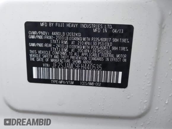 ✅ 2014 Subaru Forester Touring • VIN: JF2SJAMC9EH440535 • Lot: 43767184. Listed on IAAI with 120,462 mi. Free auction sales archive from the USA and detailed vehicle history report at DreamBid. Image 8.