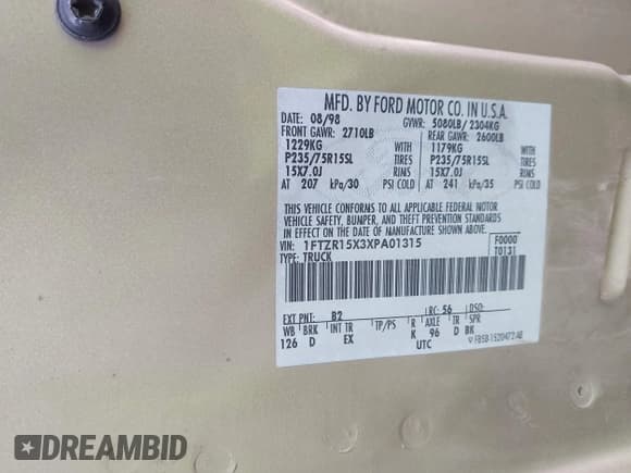 ✅ 1999 Ford Ranger XLT • VIN: 1FTZR15X3XPA01315 • Lot: 42474547. Wystawiony na IAAI z przebiegiem 165 239 mil. Bezpłatny archiwum sprzedaży aukcyjnych z USA i szczegółowy raport historii pojazdu na DreamBid. Zdjęcie 9.