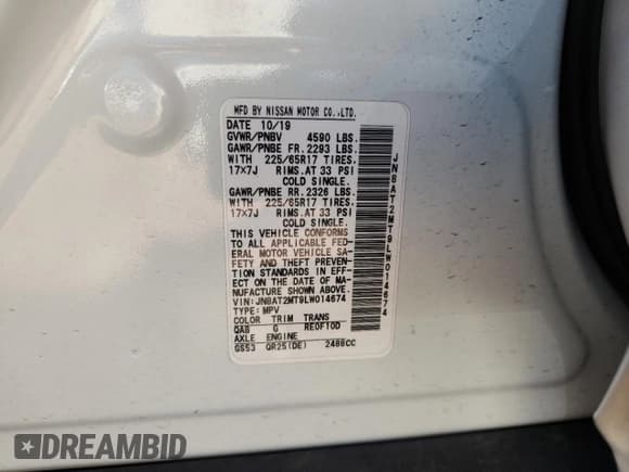 ✅ 2020 Nissan Rogue SV • VIN: JN8AT2MT9LW014674 • Лот: 87250685. Опубликован ранее на Copart с пробегом 48 144 миль. Бесплатный доступ к архиву аукционных продаж из США и подробный отчёт об истории автомобиля на DreamBid. Изображение 13.