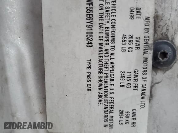 ✅ 2000 Chevrolet Impala • VIN: 2G1WF55E6Y9105243 • Lot: 85991174. Wystawiony na Copart z przebiegiem 170 491 mil. Bezpłatny archiwum sprzedaży aukcyjnych z USA i szczegółowy raport historii pojazdu na DreamBid. Zdjęcie 12.