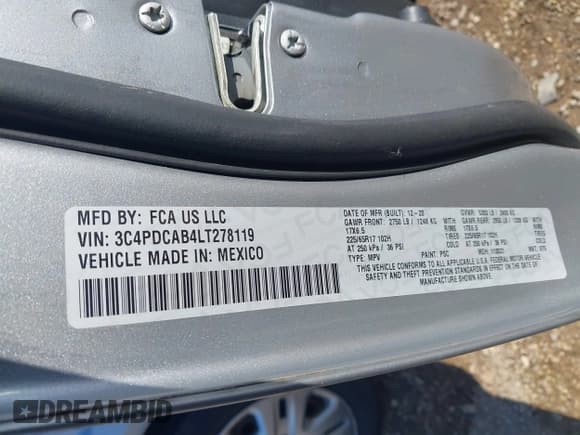 ✅ 2020 Dodge Journey SE Value • VIN: 3C4PDCAB4LT278119 • Лот: 43311291. Опубликован ранее на IAAI с пробегом 183 545 миль. Бесплатный доступ к архиву аукционных продаж из США и подробный отчёт об истории автомобиля на DreamBid. Изображение 9.