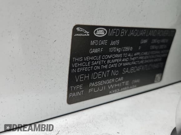 ✅ 2020 Jaguar XF 25t Premium • VIN: SAJBD4FX7LCY84676 • Lot: 84008815. Wystawiony na Copart z przebiegiem 64 111 mil. Bezpłatny archiwum sprzedaży aukcyjnych z USA i szczegółowy raport historii pojazdu na DreamBid. Zdjęcie 12.