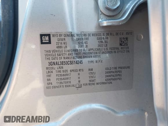 ✅ 2012 Chevrolet Captiva Sport LT • VIN: 3GNAL3E50CS614245 • Lot: 41531099. Wystawiony na IAAI z przebiegiem 95 955 mil. Bezpłatny archiwum sprzedaży aukcyjnych z USA i szczegółowy raport historii pojazdu na DreamBid. Zdjęcie 9.