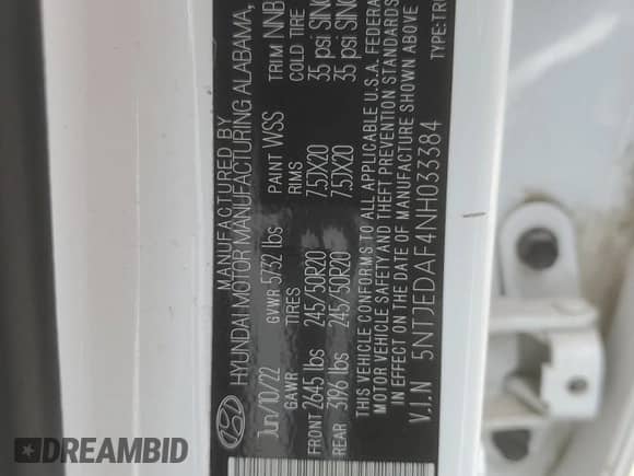 2022 Hyundai Santa Cruz Limited z VIN 5NTJEDAF4NH033384, wystawiony jako Copart lot #68323145 z przebiegiem 81 195 mil mil oraz Szkoda całkowita • Salvage title. Historia ofert i sprzedaży dostępna na DreamBid. Obrazek 12.