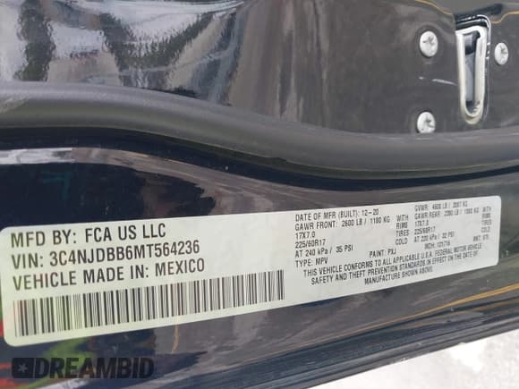 ✅ 2021 Jeep Compass Altitude • VIN: 3C4NJDBB6MT564236 • Lot: 42176870. Listed on IAAI with 66,258 mi. Free auction sales archive from the USA and detailed vehicle history report at DreamBid. Image 9.