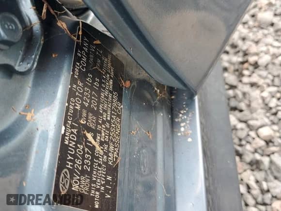 2005 Hyundai Sonata GL with VIN KMHWF25SX5A179885, listed as a Copart auction lot 75132144 with Not provided miles and Salvage title. Bid and sale history available at DreamBid. Image 13.