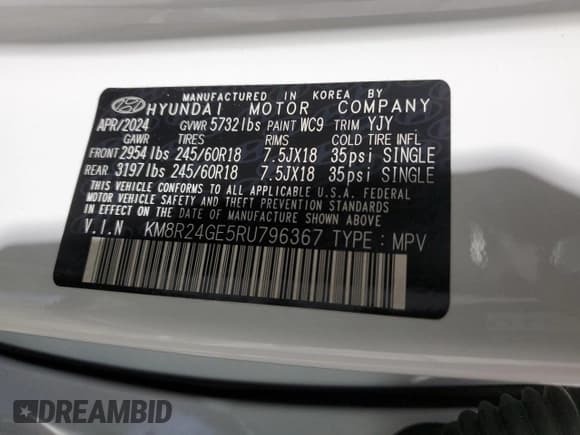 ✅ 2024 Hyundai Palisade SEL • VIN: KM8R24GE5RU796367 • Лот: 42252715. Опубликован ранее на Copart с пробегом 15 186 миль. Бесплатный доступ к архиву аукционных продаж из США и подробный отчёт об истории автомобиля на DreamBid. Изображение 14.