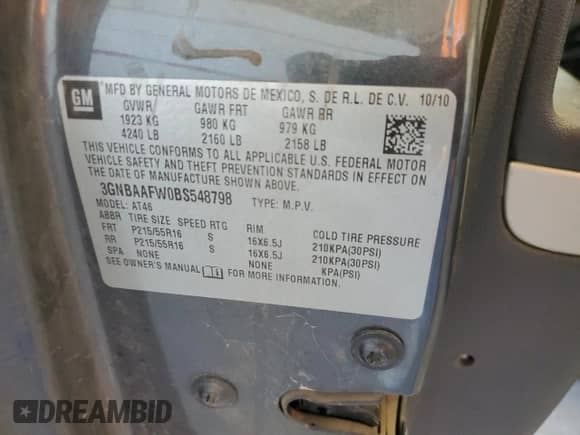 2011 Chevrolet HHR LS с VIN 3GNBAAFW0BS548798, выставлен на аукционе Copart как лот 77800474 с пробегом 167 875 миль миль и Списание • Salvage title. История ставок и продаж доступна на DreamBid. Изображение 12.