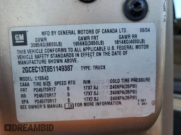 2005 Chevrolet Silverado 1500 LS with VIN 2GCEC13T851149387, listed as a Copart auction lot 89526685 with 212,128 mi miles and Salvage title. Bid and sale history available at DreamBid. Image 12.