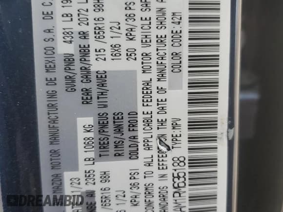 ✅ 2024 Mazda CX-30 S • VIN: 3MVDMBAM1RM635188 • Lot: 71845245. Listed on Copart with 6,266 mi. Free auction sales archive from the USA and detailed vehicle history report at DreamBid. Image 12.