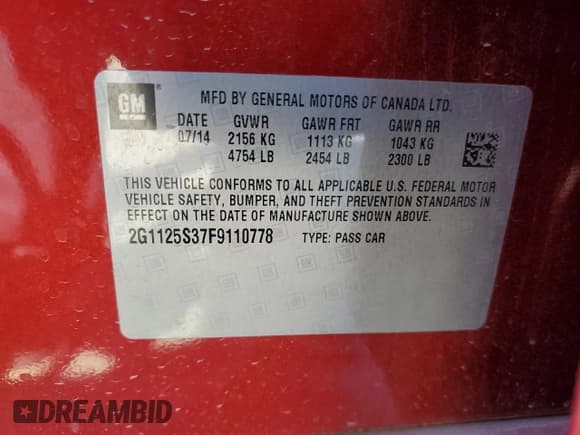 ✅ 2015 Chevrolet Impala LT • VIN: 2G1125S37F9110778 • Лот: 77814234. Опубликован ранее на Copart с пробегом Не указан. Бесплатный доступ к архиву аукционных продаж из США и подробный отчёт об истории автомобиля на DreamBid. Изображение 13.