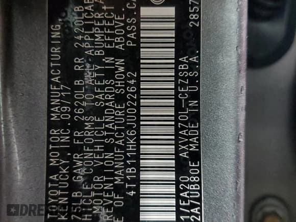 ✅ 2018 Toyota Camry SE • VIN: 4T1B11HK6JU022642 • Lot: 90721545. Wystawiony na Copart z przebiegiem 230 119 mil. Bezpłatny archiwum sprzedaży aukcyjnych z USA i szczegółowy raport historii pojazdu na DreamBid. Zdjęcie 13.