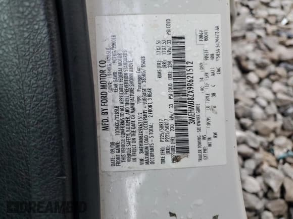 ✅ 2009 Mercury Milan Premier • VIN: 3MEHM08ZX9R621512 • Лот: 90577025. Опубликован ранее на Copart с пробегом 167 699 миль. Бесплатный доступ к архиву аукционных продаж из США и подробный отчёт об истории автомобиля на DreamBid. Изображение 12.