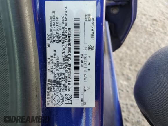 ✅ 2014 Ford Fiesta Titanium • VIN: 3FADP4FJ4EM193784 • Lot: 62900515. Wystawiony na Copart z przebiegiem 104 411 mil. Bezpłatny archiwum sprzedaży aukcyjnych z USA i szczegółowy raport historii pojazdu na DreamBid. Zdjęcie 12.