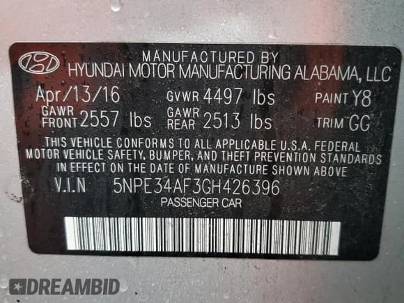 ✅ 2016 Hyundai Sonata Sport • VIN: 5NPE34AF3GH426396 • Лот: 90401775. Опубликован ранее на Copart с пробегом 126 589 миль. Бесплатный доступ к архиву аукционных продаж из США и подробный отчёт об истории автомобиля на DreamBid. Изображение 13.