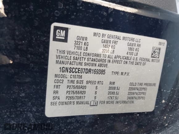 ✅ 2013 Chevrolet Tahoe LTZ • VIN: 1GNSCCE07DR169385 • Lot: 41899972. Listed on IAAI with 132,005 mi. Free auction sales archive from the USA and detailed vehicle history report at DreamBid. Image 9.