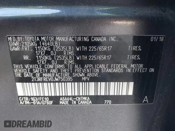 ✅ 2018 Toyota RAV4 XLE • VIN: 2T3RFREV0JW750395 • Лот: 43690716. Опубликован ранее на IAAI с пробегом 79 460 миль. Бесплатный доступ к архиву аукционных продаж из США и подробный отчёт об истории автомобиля на DreamBid. Изображение 9.