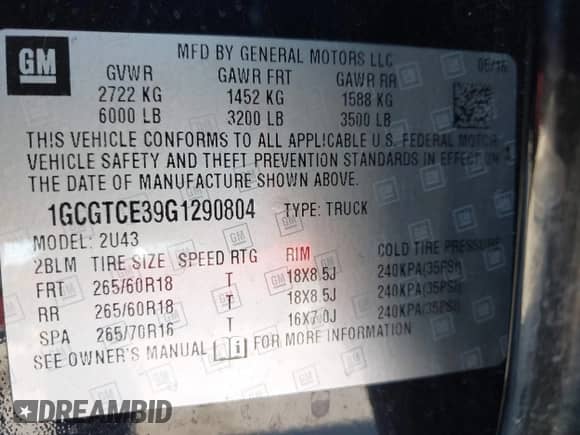 2016 Chevrolet Colorado 4WD LT с VIN 1GCGTCE39G1290804, выставлен на аукционе IAAI как лот 43480407 с пробегом 100 279 миль миль и . История ставок и продаж доступна на DreamBid. Изображение 9.