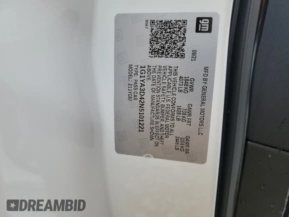 ✅ 2022 Chevrolet Corvette 1LT • VIN: 1G1YA3D42N5101221 • Lot: 60999375. Wystawiony na Copart z przebiegiem 14 033 mil. Bezpłatny archiwum sprzedaży aukcyjnych z USA i szczegółowy raport historii pojazdu na DreamBid. Zdjęcie 12.