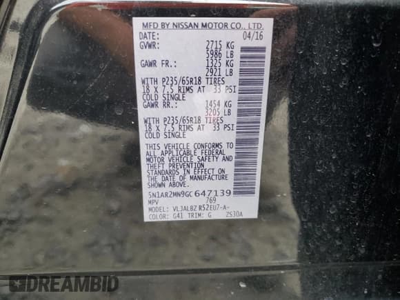 ✅ 2016 Nissan Pathfinder S • VIN: 5N1AR2MN9GC647139 • Лот: 80988915. Опубликован ранее на Copart с пробегом 188 363 миль. Бесплатный доступ к архиву аукционных продаж из США и подробный отчёт об истории автомобиля на DreamBid. Изображение 13.