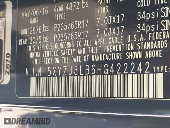 2017 Hyundai Santa Fe 2.4L z VIN 5XYZU3LB6HG422242, wystawiony jako IAAI lot #43122154 z przebiegiem 80 122 mil mil oraz . Historia ofert i sprzedaży dostępna na DreamBid. Obrazek 9.