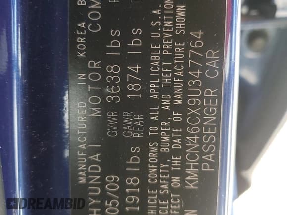 ✅ 2009 Hyundai Accent Auto GLS • VIN: KMHCN46CX9U347764 • Лот: 57796385. Опубликован ранее на Copart с пробегом 88 100 миль. Бесплатный доступ к архиву аукционных продаж из США и подробный отчёт об истории автомобиля на DreamBid. Изображение 12.