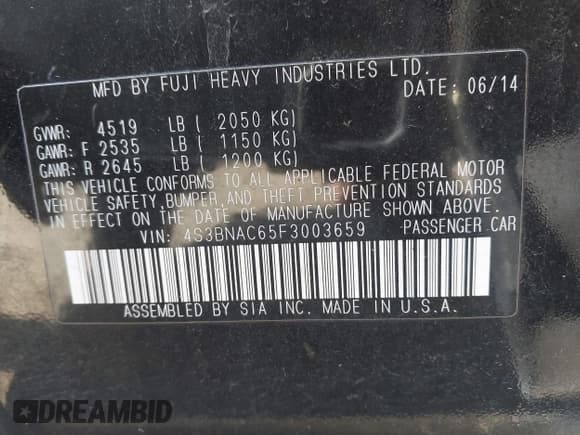 ✅ 2015 Subaru Legacy Premium • VIN: 4S3BNAC65F3003659 • Lot: 43568273. Wystawiony na IAAI z przebiegiem 238 572 mil. Bezpłatny archiwum sprzedaży aukcyjnych z USA i szczegółowy raport historii pojazdu na DreamBid. Zdjęcie 9.