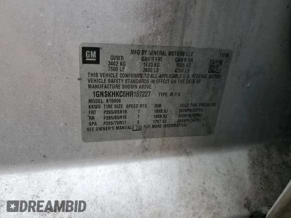 ✅ 2017 Chevrolet Suburban LT • VIN: 1GNSKHKC6HR167227 • Lot: 84233055. Wystawiony na Copart z przebiegiem 165 659 mil. Bezpłatny archiwum sprzedaży aukcyjnych z USA i szczegółowy raport historii pojazdu na DreamBid. Zdjęcie 13.
