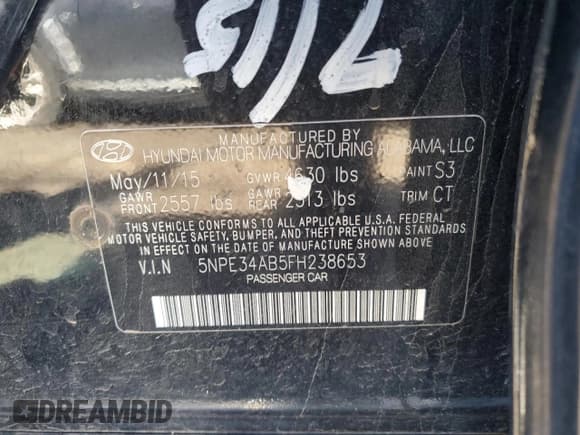 ✅ 2015 Hyundai Sonata Sport • VIN: 5NPE34AB5FH238653 • Лот: 86518695. Опубликован ранее на Copart с пробегом 106 836 миль. Бесплатный доступ к архиву аукционных продаж из США и подробный отчёт об истории автомобиля на DreamBid. Изображение 12.