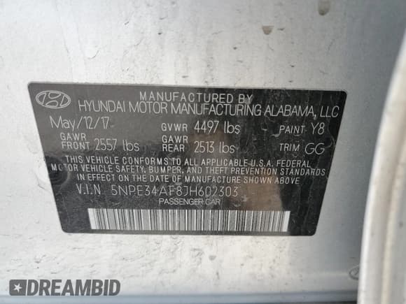 ✅ 2018 Hyundai Sonata Limited • VIN: 5NPE34AF8JH602303 • Lot: 44560903. Listed on Copart with 80,309 mi. Free auction sales archive from the USA and detailed vehicle history report at DreamBid. Image 13.