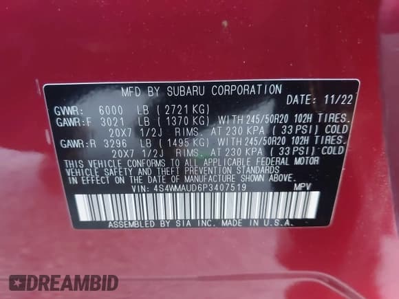 ✅ 2023 Subaru Ascent Limited • VIN: 4S4WMAUD6P3407519 • Lot: 43407164. Listed on IAAI with 21,165 mi. Free auction sales archive from the USA and detailed vehicle history report at DreamBid. Image 9.