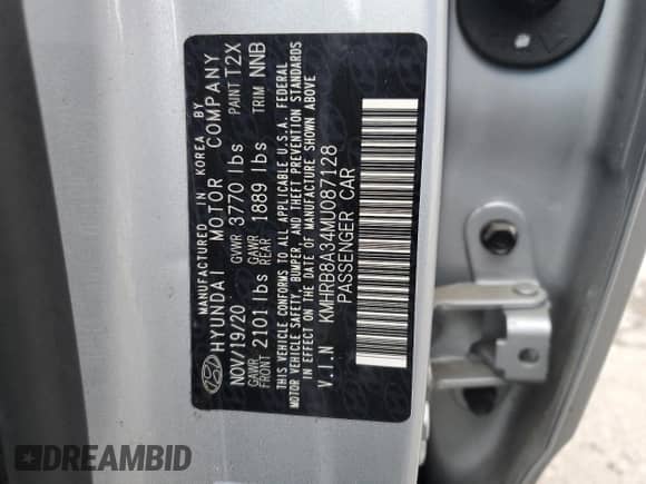 ✅ 2021 Hyundai Venue SE • VIN: KMHRB8A34MU087128 • Lot: 62302075. Listed on Copart with 37,210 mi. Free auction sales archive from the USA and detailed vehicle history report at DreamBid. Image 15.