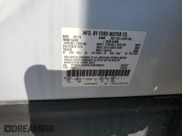 ✅ 2018 Ford Police Interceptor Utility • VIN: 1FM5K8AR0JGB58547 • Лот: 67037625. Опубликован ранее на Copart с пробегом Не указан. Бесплатный доступ к архиву аукционных продаж из США и подробный отчёт об истории автомобиля на DreamBid. Изображение 14.