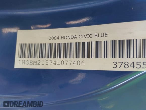 ✅ 2004 Honda Civic LX • VIN: 1HGEM21574L077406 • Lot: 41646915. Listed on IAAI with 217,350 mi. Free auction sales archive from the USA and detailed vehicle history report at DreamBid. Image 9.