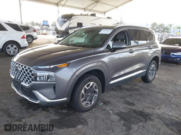 ✅ 2021 Hyundai Santa Fe Blue • VIN: KM8S2DA12MU006345 • Lot: 41505836. Listed on IAAI with 96,446 mi. Free auction sales archive from the USA and detailed vehicle history report at DreamBid. Image 2.