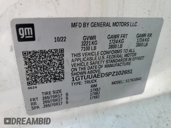 ✅ 2023 GMC Sierra 1500 Pro • VIN: 1GTUUAED5PZ102651 • Lot: 42305735. Wystawiony na Copart z przebiegiem 45 316 mil. Bezpłatny archiwum sprzedaży aukcyjnych z USA i szczegółowy raport historii pojazdu na DreamBid. Zdjęcie 13.