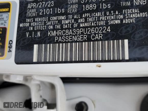 ✅ 2023 Hyundai Venue Limited • VIN: KMHRC8A39PU260224 • Lot: 81989554. Listed on Copart with 22,665 mi. Free auction sales archive from the USA and detailed vehicle history report at DreamBid. Image 12.